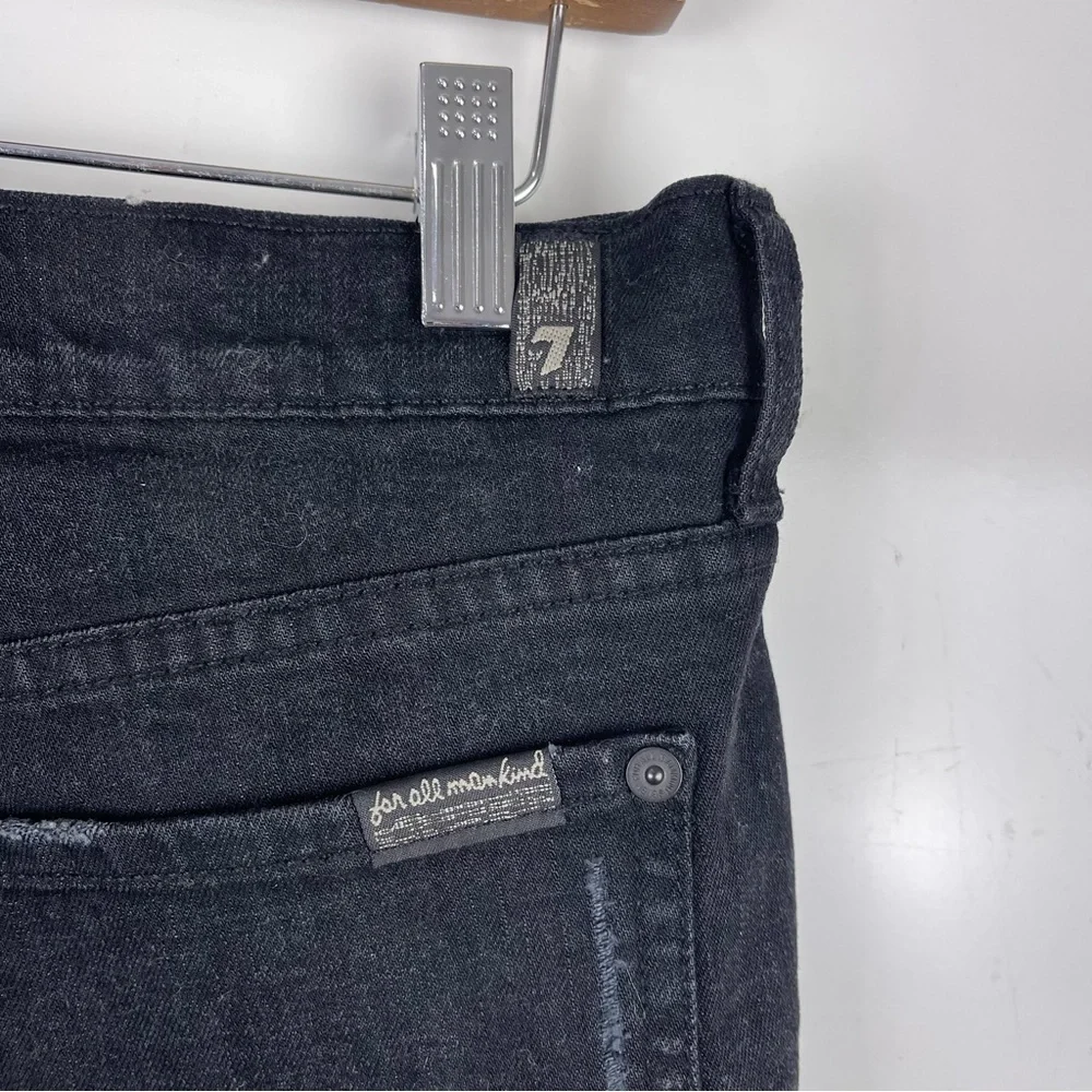 7 For All Mankind Rickie Distressed Cuffed Boyfriend Jeans Black Women's Size 28